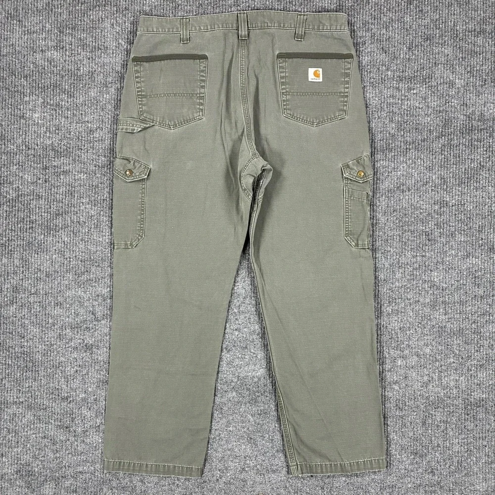 Carhartt Cargo Pants Mens 40x30 Green Canvas Relaxed Fit Utility Workwear